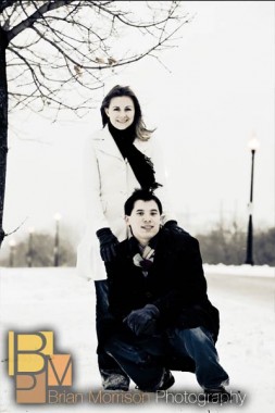 wheaton engagement session photography - winter black and white snow